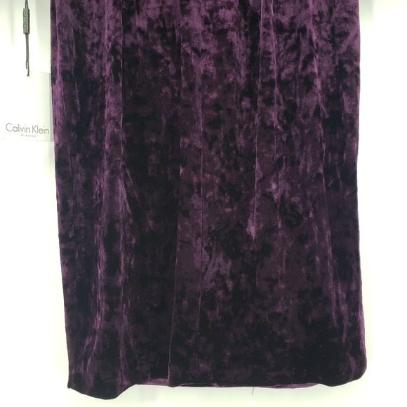 Calvin Klein Crushed Velvet Dress 4 Bell Sleeve Sheath Knee Length Purple NWT - Picture 8 of 10